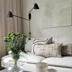 Smarte Wandleuchte schwarz 2-flammig verstellbar inkl. Wifi A60 - Lune