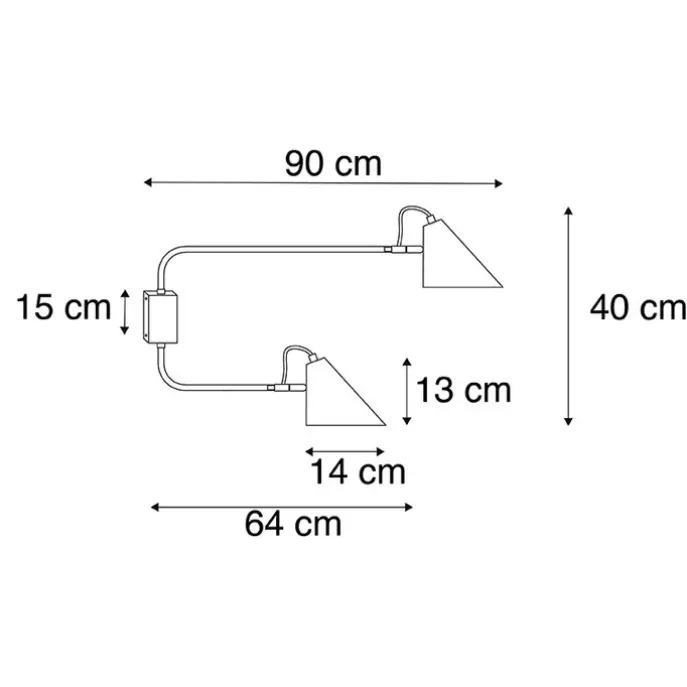 Smarte Wandleuchte schwarz 2-flammig verstellbar inkl. Wifi A60 - Lune
