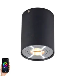 Smarter Aufbauspot schwarz mit Stahl inkl. WiFi GU10 - Rondoo up