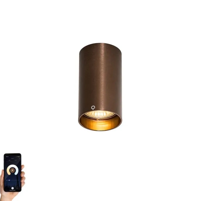 Smarter Aufbaustrahler Dunkelbronze inkl. Wifi GU10 50 mm - Tuba