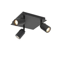 Smarter Badezimmerspot schwarz quadratisch IP44 inkl. 3 WiFi GU10 - Ducha