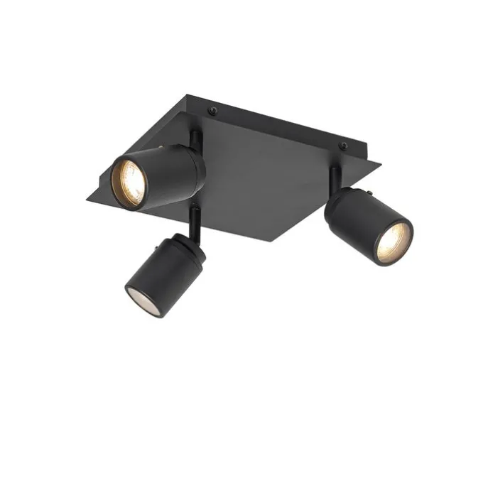 Smarter Badezimmerspot schwarz quadratisch IP44 inkl. 3 WiFi GU10 - Ducha