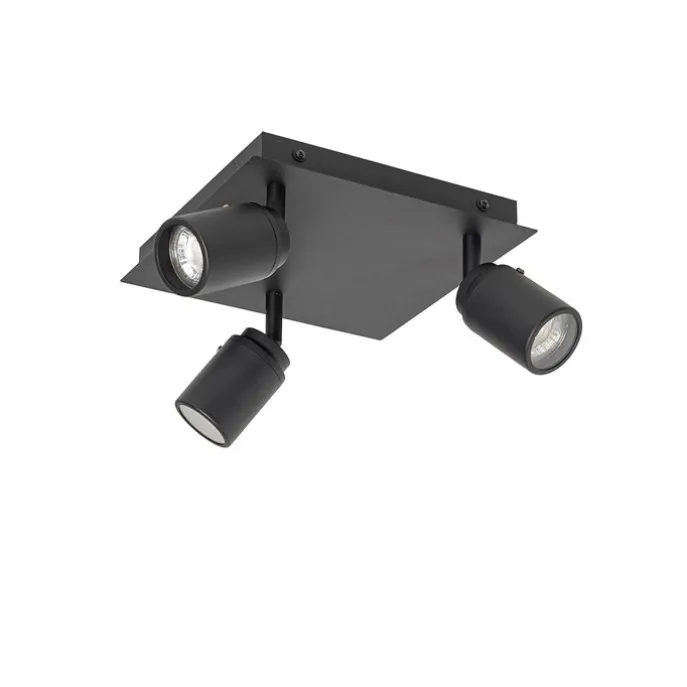 Smarter Badezimmerspot schwarz quadratisch IP44 inkl. 3 WiFi GU10 - Ducha