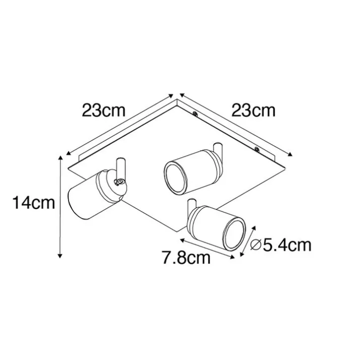 Smarter Badezimmerspot schwarz quadratisch IP44 inkl. 3 WiFi GU10 - Ducha