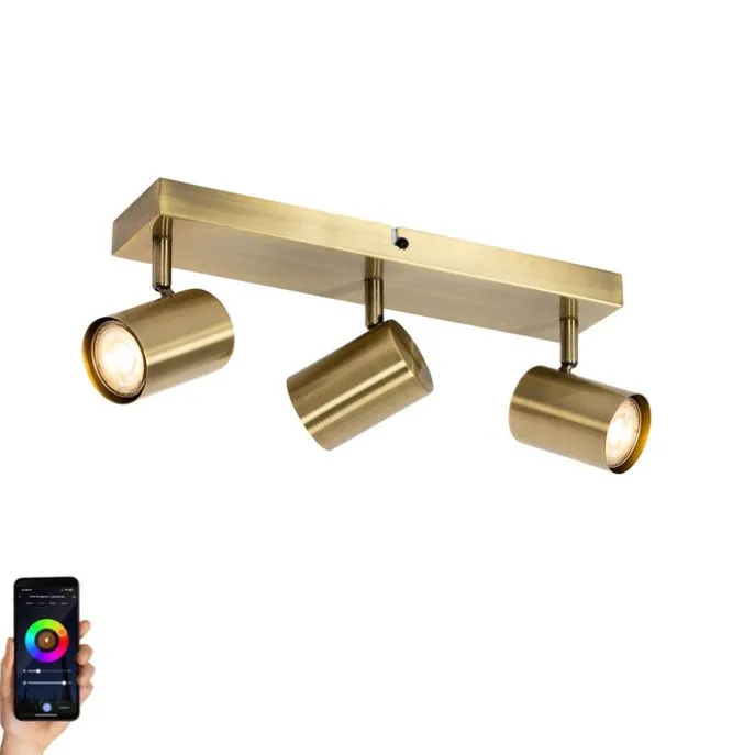 Smarter Deckenstrahler Bronze 3-flammig Verstellbar Inkl. Wifi GU10 50mm - Jeana