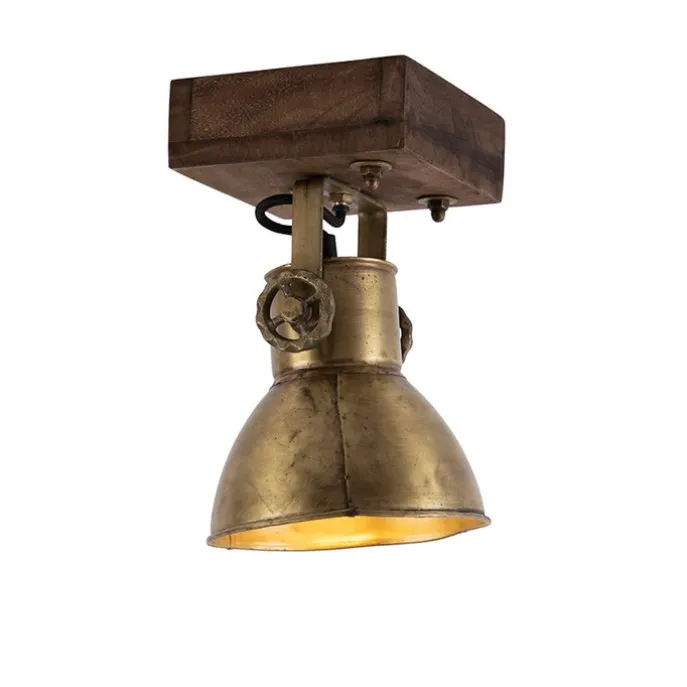 Smarter Deckenstrahler Bronze mit Holz 18 cm inkl. WiFi A60 - Mangoes