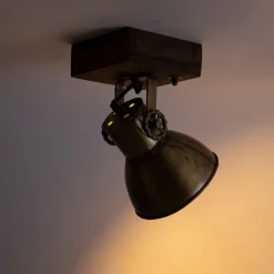 Smarter Deckenstrahler Bronze mit Holz 18 cm inkl. WiFi A60 - Mangoes