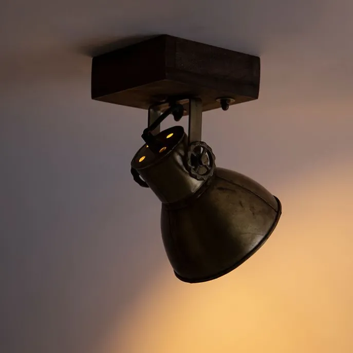 Smarter Deckenstrahler Bronze mit Holz 18 cm inkl. WiFi A60 - Mangoes