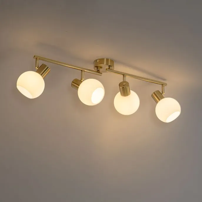 Smarter Deckenstrahler Gold mit Opalglas 4-flammig Verstellbar Inkl. 4 Wifi P45 - Anouk