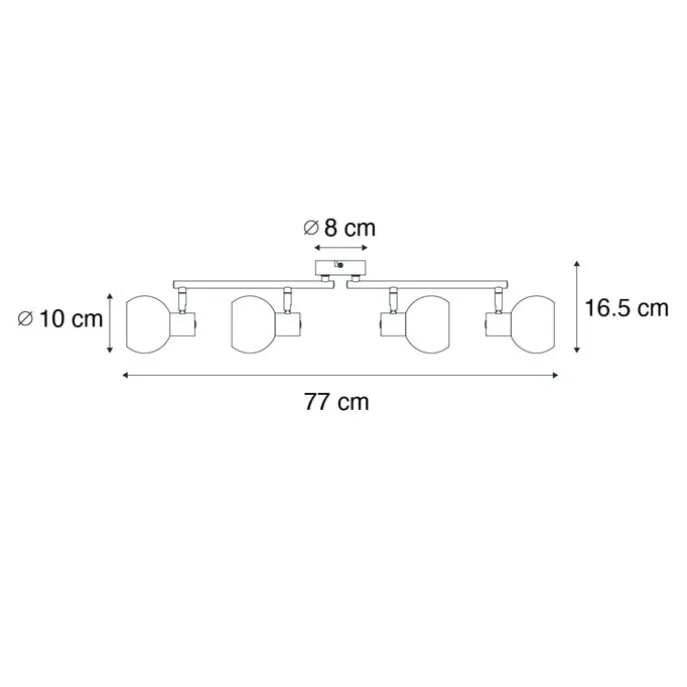 Smarter Deckenstrahler Gold mit Opalglas 4-flammig Verstellbar Inkl. 4 Wifi P45 - Anouk