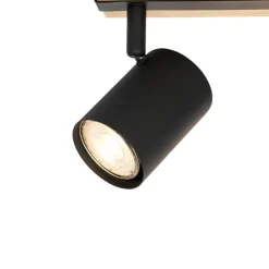 Smarter Deckenstrahler schwarz mit Holz 3-flammig dreh- und schwenkbar inkl. Wifi GU10 50mm - Jeana