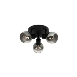 Smarter Deckenstrahler schwarz mit Rauchglas inkl. 3 WiFi P45 - Vidro