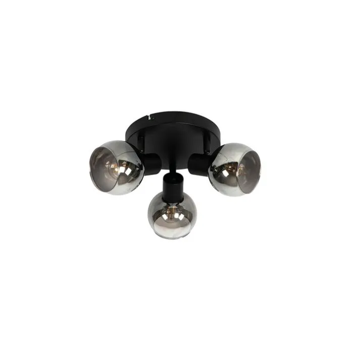 Smarter Deckenstrahler schwarz mit Rauchglas inkl. 3 WiFi P45 - Vidro