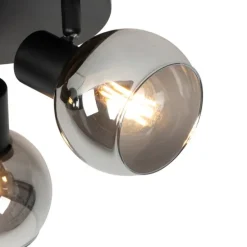 Smarter Deckenstrahler schwarz mit Rauchglas inkl. 3 WiFi P45 - Vidro