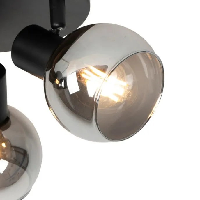 Smarter Deckenstrahler schwarz mit Rauchglas inkl. 3 WiFi P45 - Vidro