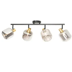 Smarter Deckenstrahler schwarz mit Gold und Rauchglas 4-Lichter inkl. 4 Wifi P45 - Zuzanna