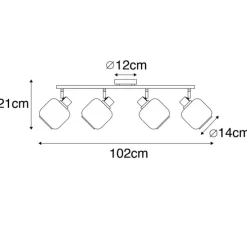 Smarter Deckenstrahler schwarz mit Gold und Rauchglas 4-Lichter inkl. 4 Wifi P45 - Zuzanna