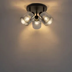 Smarter Deckenstrahler schwarz mit Rauchglas rund verstellbar inkl. 3 Wifi A60 - Laura