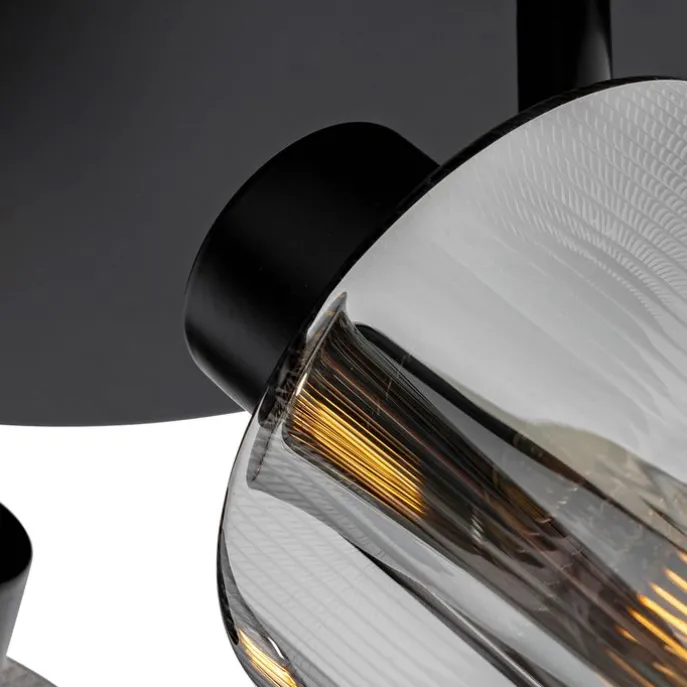 Smarter Deckenstrahler schwarz mit Rauchglas rund verstellbar inkl. 3 Wifi A60 - Laura