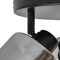 Smarter Deckenstrahler schwarz mit Rauchglas rund verstellbar inkl. 3 Wifi A60 - Laura