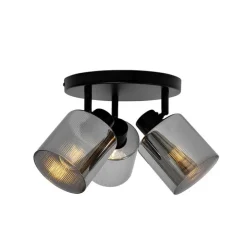 Smarter Deckenstrahler schwarz mit Rauchglas rund verstellbar inkl. 3 Wifi A60 - Laura