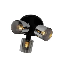 Smarter Deckenstrahler schwarz mit Rauchglas rund verstellbar inkl. 3 Wifi A60 - Laura