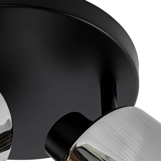 Smarter Deckenstrahler schwarz mit Rauchglas rund verstellbar inkl. 3 Wifi A60 - Laura
