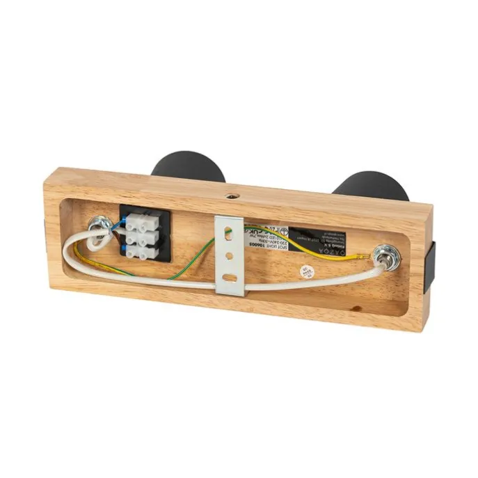 Smarter Deckenstrahler schwarz mit Holz 2-flammig verstellbar inkl. Wifi GU10 50mm - Jeana