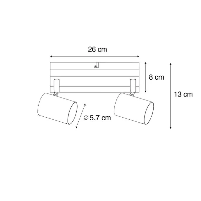 Smarter Deckenstrahler schwarz mit Holz 2-flammig verstellbar inkl. Wifi GU10 50mm - Jeana