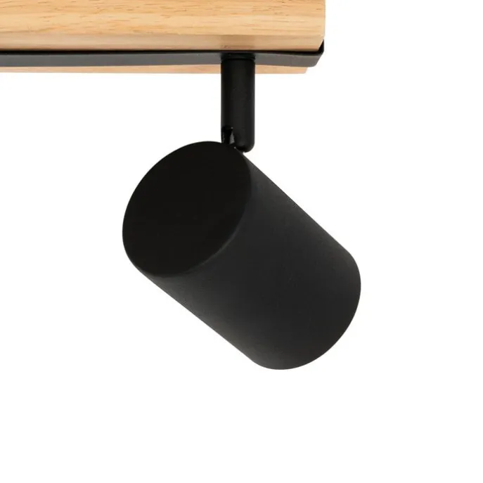Smarter Deckenstrahler schwarz mit Holz 2-flammig verstellbar inkl. Wifi GU10 50mm - Jeana