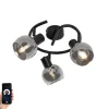 Smarter Deckenstrahler schwarz mit Rauchglas 3-flammig inkl. WiFi P45 - Vidro