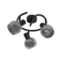 Smarter Deckenstrahler schwarz mit Rauchglas 3-flammig inkl. WiFi P45 - Vidro