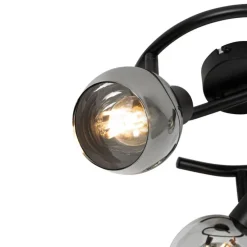Smarter Deckenstrahler schwarz mit Rauchglas 3-flammig inkl. WiFi P45 - Vidro