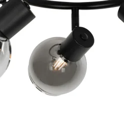 Smarter Deckenstrahler schwarz mit Rauchglas 3-flammig inkl. WiFi P45 - Vidro