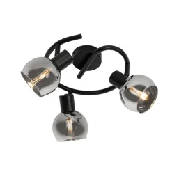 Smarter Deckenstrahler schwarz mit Rauchglas 3-flammig inkl. WiFi P45 - Vidro
