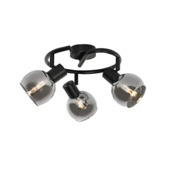 Smarter Deckenstrahler schwarz mit Rauchglas 3-flammig inkl. WiFi P45 - Vidro