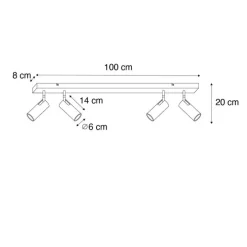 Smarter Deckenstrahler schwarz 4-flammig verstellbar inkl. 4 Wifi GU10 50mm - Renna
