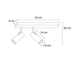 Smarter Deckenstrahler schwarz 2-flammig verstellbar inkl. 2 Wifi GU10 50mm - Renna