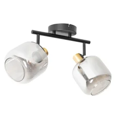 Smarter Deckenstrahler schwarz mit Gold und Rauchglas 2-flammig inkl. 2 Wifi P45 - Zuzanna