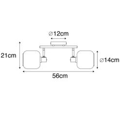 Smarter Deckenstrahler schwarz mit Gold und Rauchglas 2-flammig inkl. 2 Wifi P45 - Zuzanna