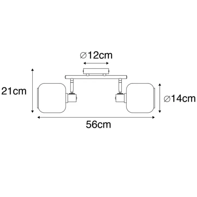 Smarter Deckenstrahler schwarz mit Gold und Rauchglas 2-flammig inkl. 2 Wifi P45 - Zuzanna