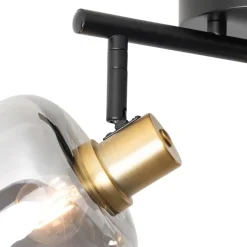 Smarter Deckenstrahler schwarz mit Gold und Rauchglas 2-flammig inkl. 2 Wifi P45 - Zuzanna