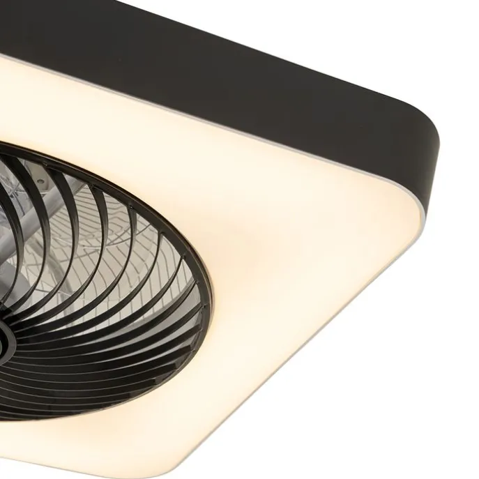 Smarter Deckenventilator eckig schwarz inkl. LED dimmbar - Climo