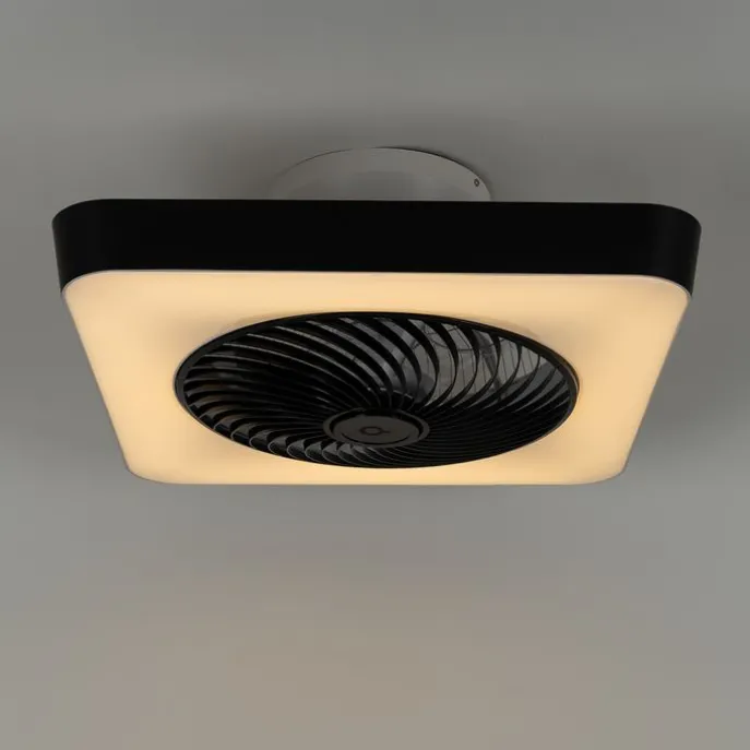 Smarter Deckenventilator eckig schwarz inkl. LED dimmbar - Climo