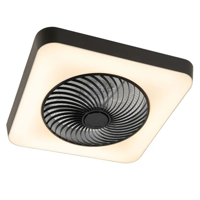 Smarter Deckenventilator eckig schwarz inkl. LED dimmbar - Climo