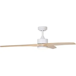 Smarter Deckenventilator weiß mit Holzaufdruck 132cm inkl. LED Dimmbar mit Fernbedienung - Joly