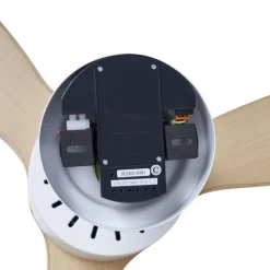 Smarter Deckenventilator weiß mit Holzaufdruck 132cm inkl. LED Dimmbar mit Fernbedienung - Joly