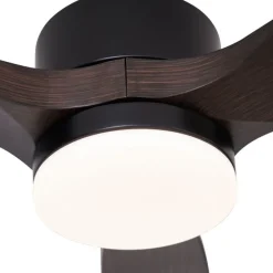 Smarter Deckenventilator schwarz mit Holzprint 132cm inkl. LED Dimmbar mit Fernbedienung - Joly