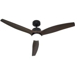 Smarter Deckenventilator schwarz mit Holzprint 132cm inkl. LED Dimmbar mit Fernbedienung - Joly