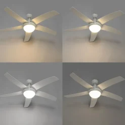 Smarter Deckenventilator weiß mit Holzprint 132cm inkl. LED Dimmbar mit Fernbedienung - Cool